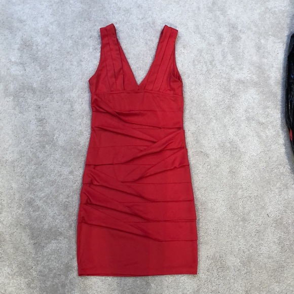 Ruched Red/Pink Dress - Picture 4 of 4